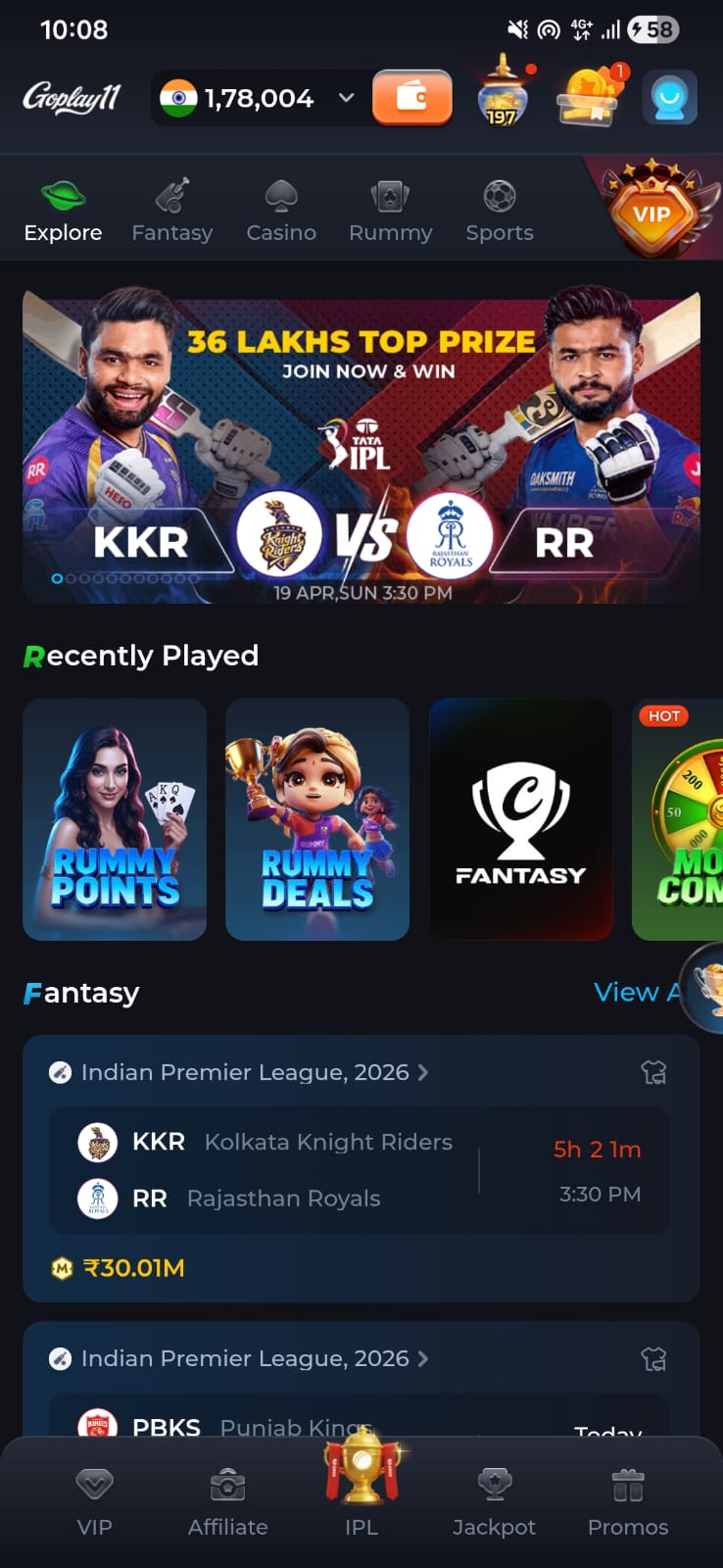 go play11 app interface showing fantasy team selection and live match updates dashboard